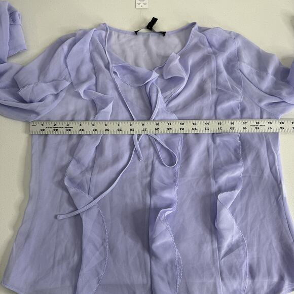 White House Black Market Blouse Womens Small Purple Ruffle Fairy Whimsy Boho Top - Picture 11 of 16